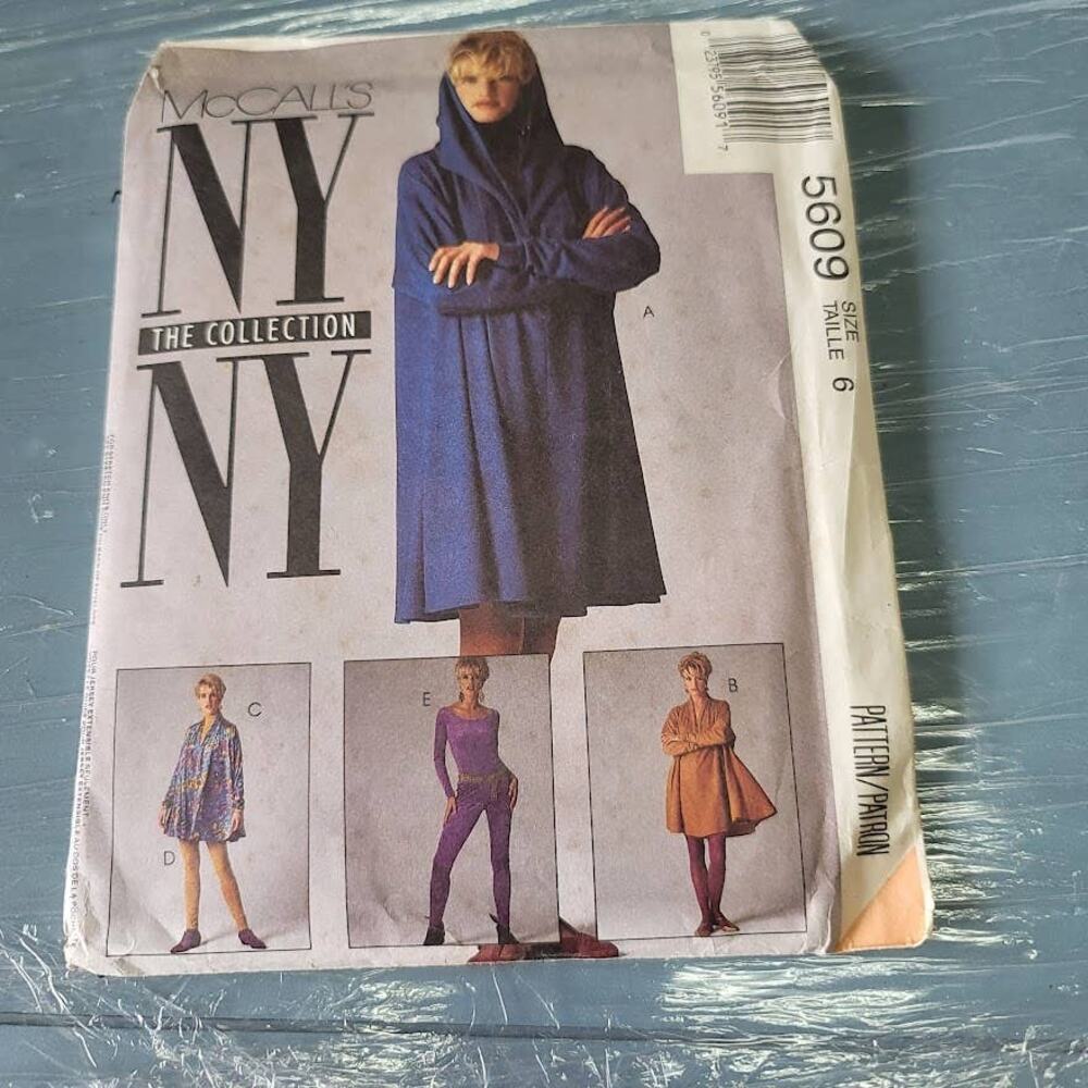 Vintage Pattern Sewing Crafts McCalls 5609 80s Size 6 Jacket Tunic bodysuit